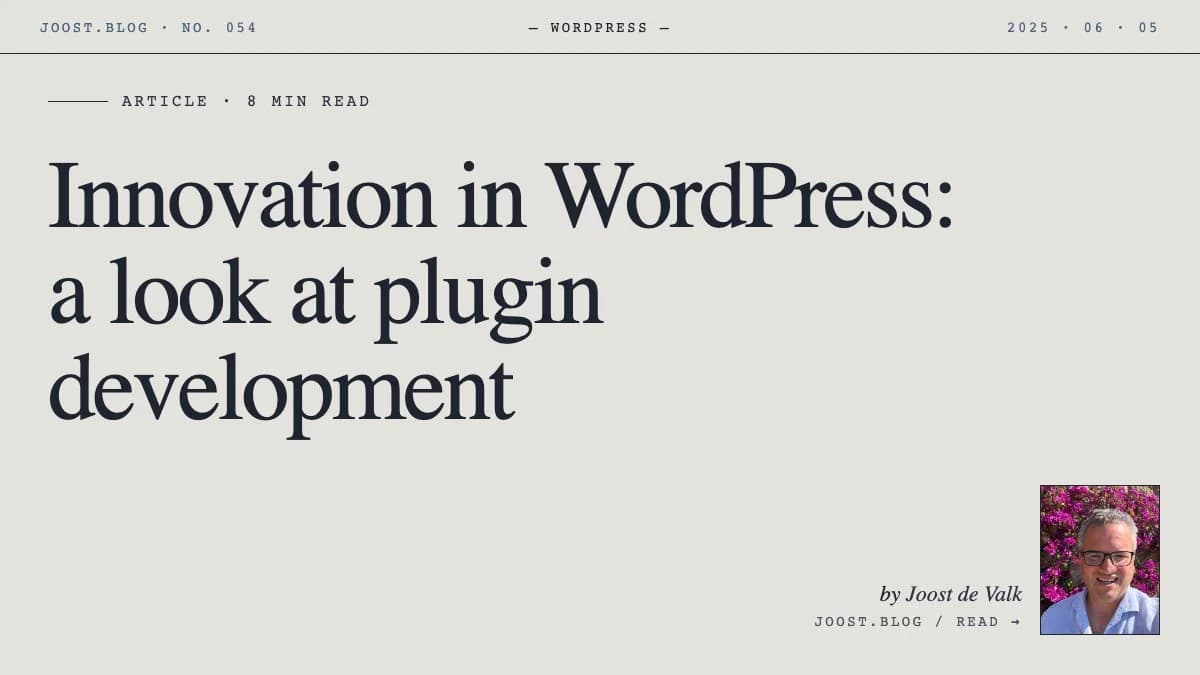 Innovation in WordPress: a look at plugin development