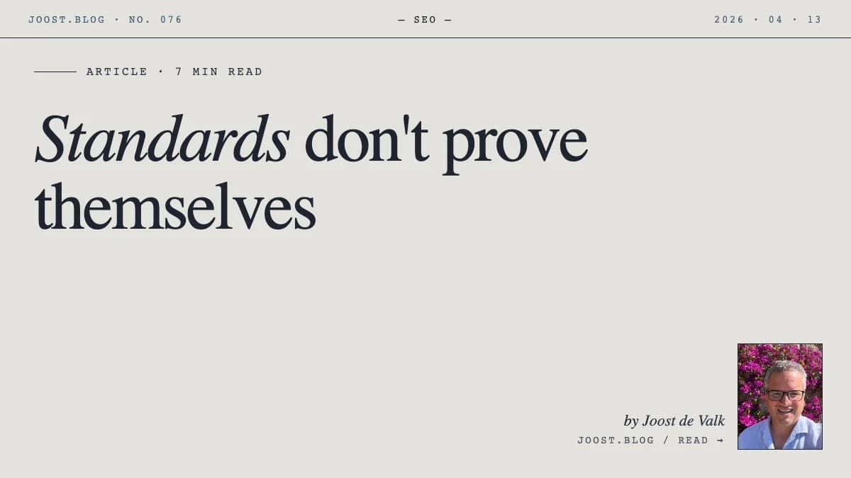 Standards don't prove themselves