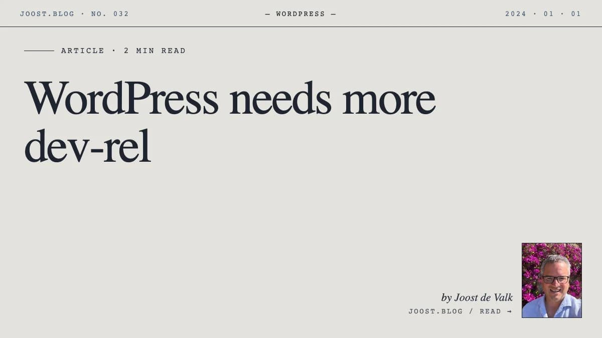 WordPress needs more dev-rel