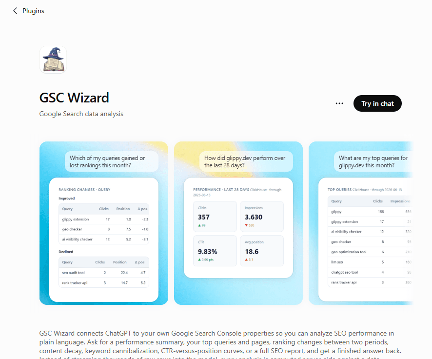 ChatGPT plugin for Google Search Console